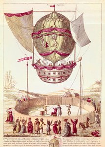 Eerste vlucht van een heteluchtballon, 22 december 1783 in Defsessebruk (Wales) door French School