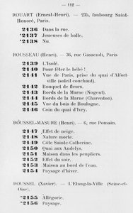Eerste deelname van Le Douanier Rousseau aan de Salon des Indépendants, catalogus, pagina 112, Parijs, 1905 door French School