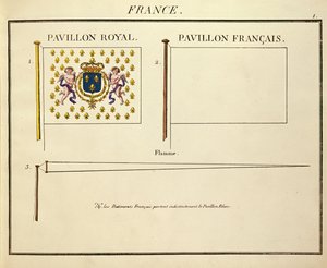 Vlag van Louis XVIII en Charles X, Koningen van Frankrijk, uit Pavillons des Puissances Maritimes door French School