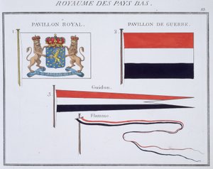 Vlaggen van het Koninkrijk der Nederlanden, uit een Frans vlaggenboek, c.1819 door French School
