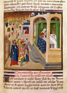Fol.10r De Wonderen die Gebeurden bij de Geboorte van Alexander de Grote (356-323 v.Chr.) illustratie uit een boek door Jean Wauquelin, uit de Histoire du Grand Alexandre 1460 door French School