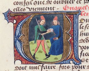 Fol.19r Aderlating, uit Traite de Medecine door Aldebrande de Florence, 1356 door French School