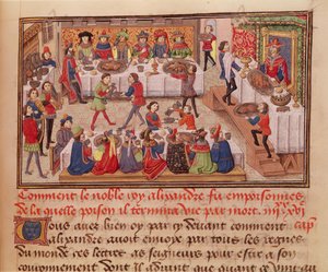 Hoe de edele koning Alexander werd vergiftigd, illustratie uit een boek door Jean Wauquelin, uit de Histoire du Grand Alexandre 1460 door French School