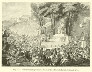 Fontein van de Regeneratie, opgericht op de ruïnes van de Bastille, 10 augustus 1792 door French School