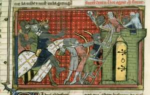 Aanval op een stad, uit Le Roman de Godefroi de Bouillon