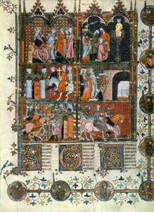 De Kruistochten: De inname van Jeruzalem door de Turken en de slachting van de christenen, uit Le Roman de Godefroi de Bouillon door French School