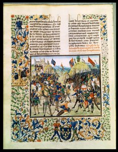 Slag bij Crecy uit de Honderdjarige Oorlog, uit Froissarts Kroniek, 24 augustus 1346 door French School