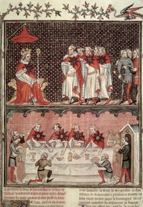 De Dauphin Karel (1338-80) en de Afgevaardigden van de Drie Staten, uit de Grandes Chroniques de France, 1375-79 door French School