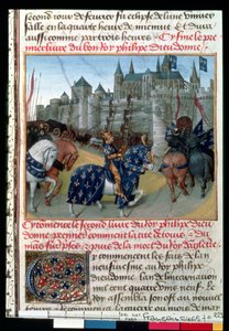 Inname van Tours door Filips August (1165-1223) koning van Frankrijk in 1202 door French School