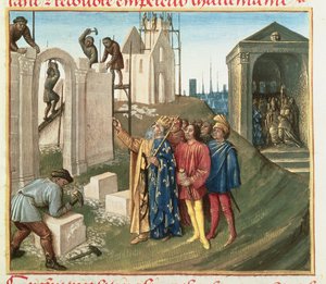 Bouw van de kerk in Aken door Karel de Grote (742-814)