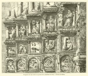 Fragment van de bas-reliëfs van het portaal van de kathedraal van Sens