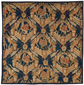 Fragment van een heraldisch tapijt met de Wapens van Beaufort, Turenne en Comminges, gemaakt in Parijs of Arras