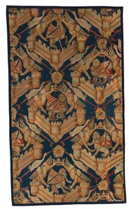 Fragment van een heraldisch wandtapijt met de wapens van Beaufort, Turenne en Comminges, gemaakt in Parijs of Arras