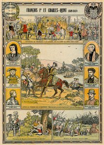 Frans I van Frankrijk en Karel V, Heilige Roomse Keizer, illustratie uit 