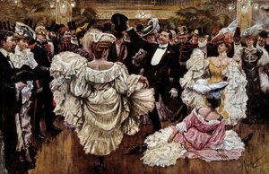 Franse Cancan-dansers tijdens een show in een cabaret, begin 20e eeuw