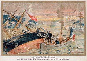 Franse kanonneerboten bij Paknam, Siam