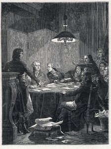 Franse Revolutie: Vergadering van het Comité van Openbare Veiligheid, een revolutionaire regering opgericht door de Nationale Conventie in 1793. door French School
