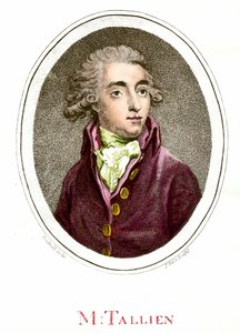 Franse Revolutie: Portret van Jean Lambert (Jean-Lambert) Tallian (1767-1820) Franse revolutionair. Gravure uit de 18e eeuw. Privécollectie