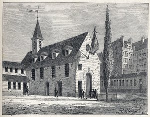 Franse Revolutie: ontmoetingsplaats voor de Jacobijnenclub in Parijs, een voormalig klooster in de wijk Saint-Honore. Gravure uit 1889. Privécollectie door French School