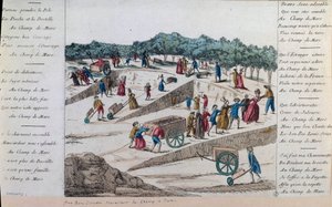 Franse Revolutie: de arbeiders van de Champs de Mars in 1789 in Parijs door French School