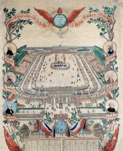 Franse Revolutie: uitzicht op het feest van de nationale federatie op 14/07/1790 op Champs de Mars door French School