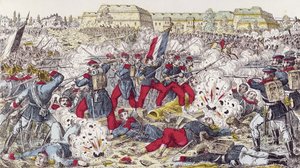 Franse troepen omsingeld door het Pruisische leger bij de slag om Sedan, 31 augustus 1870 door French School