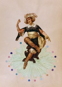 Franse art-deco, ansichtkaart met een jonge vrouw door French School