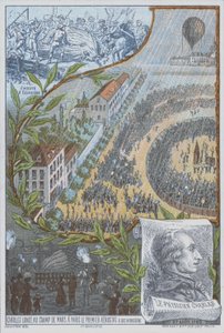 Franse ballonvaarder Jacques Charles lanceert de eerste waterstofballon vanaf het Champ de Mars, Parijs, 27 augustus