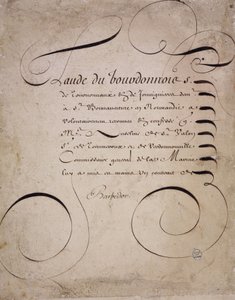 Franse calligrafie: Brief van de kamer van rekeningen door Louis Barbedor rond 1640 door French School
