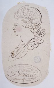 Franse kalligrafie: Portret van een jong persoon uitgevoerd door Bernard de Paris rond 1780.
