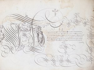Franse calligrafie: De tuin van het schrijven door Robert Vignon rond 1600. Historische bibliotheek van de stad Parijs