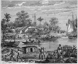 Franse kolonie in India: balie van Yanaon, aan de monding van de Godavery door French School