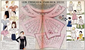 Franse mode voor de zomer van 1934: vrouwelijke mode (blouses) en kindermode (jurken en kostuums). In 