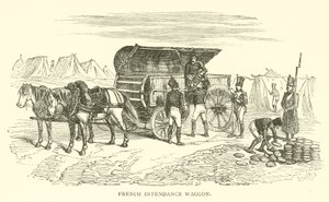 Franse intendance wagen (gravure) door French School