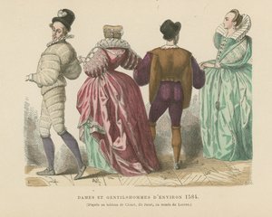 Franse dames en heren van ca. 1584 door French School