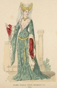 Franse edelvrouw uit het bewind van Karel VI, 1380 door French School