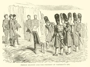Franse soldaten en het portret van Napoleons zoon door French School