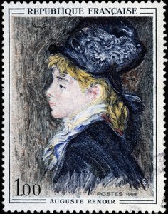 Franse postzegel met schilderij van Auguste Renoir