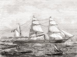 Franse stoomaangedreven trans-Atlantische lijnboot Pereire (1866-1888), uit Les Merveilles de la Science, pub.1870 door French School