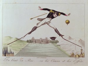 Van Hoog naar Laag... of de Oorzaken en de Gevolgen, karikatuur van Napoleons buitenlandse beleid, c.1814 door French School