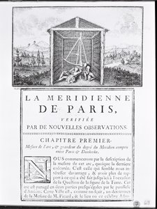 Voorpagina van het eerste hoofdstuk van La Méridienne de Paris door César-François Cassini de Thury, 1744