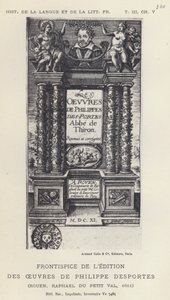 Frontispice van de editie van de werken van Philippe Desportes (litho) door French School