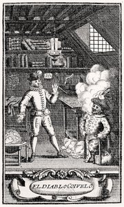 Frontispice door Dubercelle voor "The Devil upon Two Sticks", c.1787