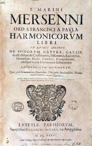 Frontispice van Harmonie universelle door Marin Mersenne door French School