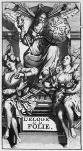 Frontispice van Lof der Zotheid door Desiderius Erasmus door French School