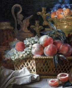 Fruitvaas en mand (detail) door French School