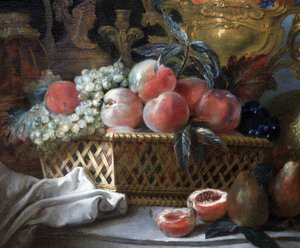 Fruitvaas en mand (detail) door French School