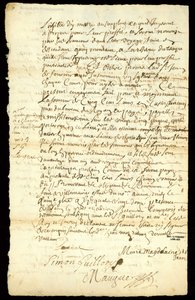 Bontcontract tussen Francois Francoeur en vier voyageurs voor het transport van goederen en de aankoop van bevervellen in Michilimackinac en Chicago, 1692 door French School