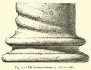 Zuilenbasis gevonden bij het Paleis van Justitie door French School