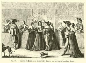 Galerij van het Paleis onder Lodewijk XIII, volgens een gravure van Abraham Bosse door French School